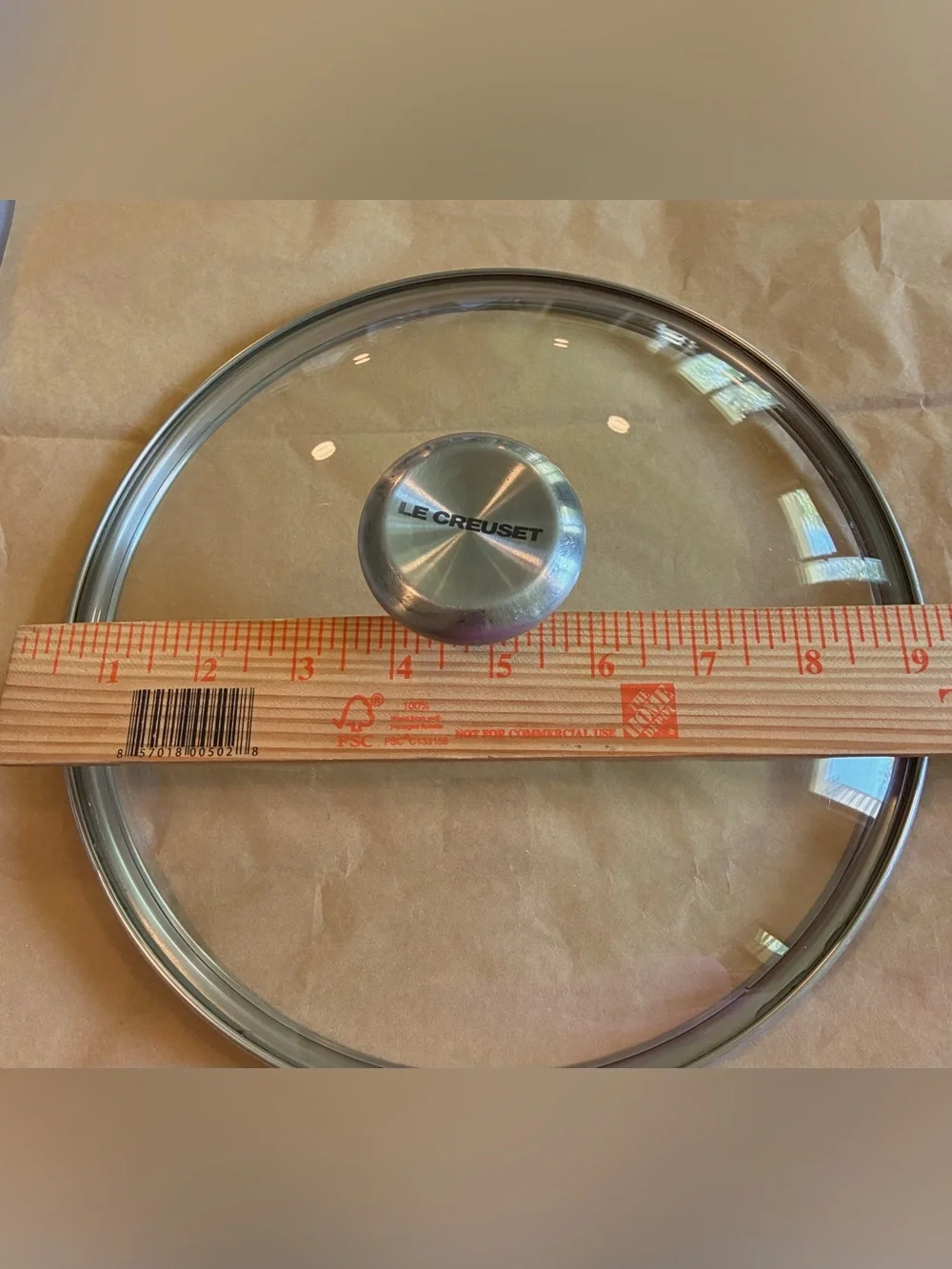 Le Creuset Replacement Tempered Glass Lid w/Brushed SS Knob; 9.5” Lid